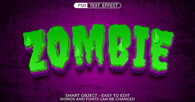 PSD estilo de fonte de terror com efeito de texto zumbi estilo 3d