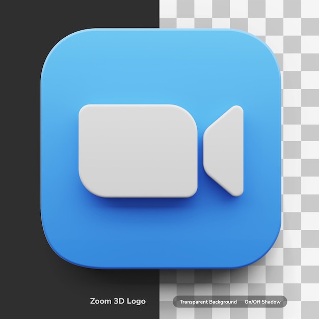Estilo de logotipo 3D de videochamada com zoom no recurso de ícone quadrado de canto arredondado