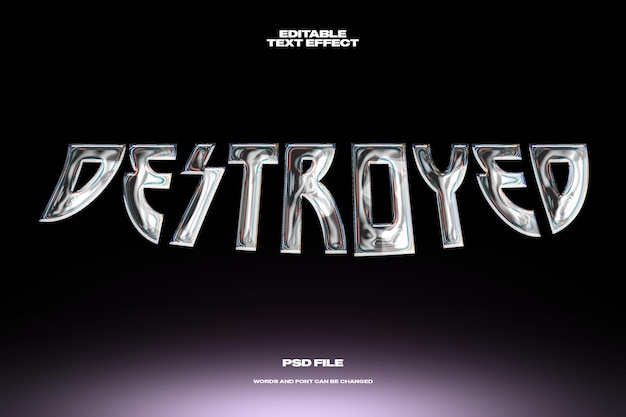Estilo de metal de efeito de texto editável Chrome Destroyed
