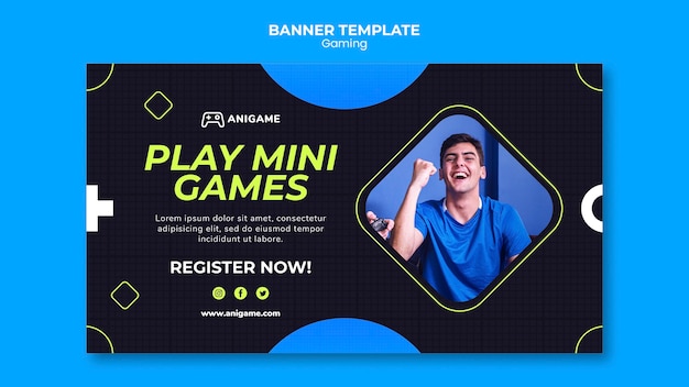 PSD estilo de modelo de banner de conceito de jogos