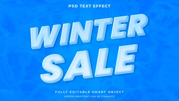Estilo de modelo de efeito de texto editável 3d em negrito de venda de inverno