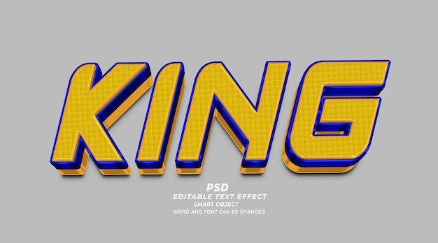 Estilo de photoshop de efeito de texto editável King 3d com fundo