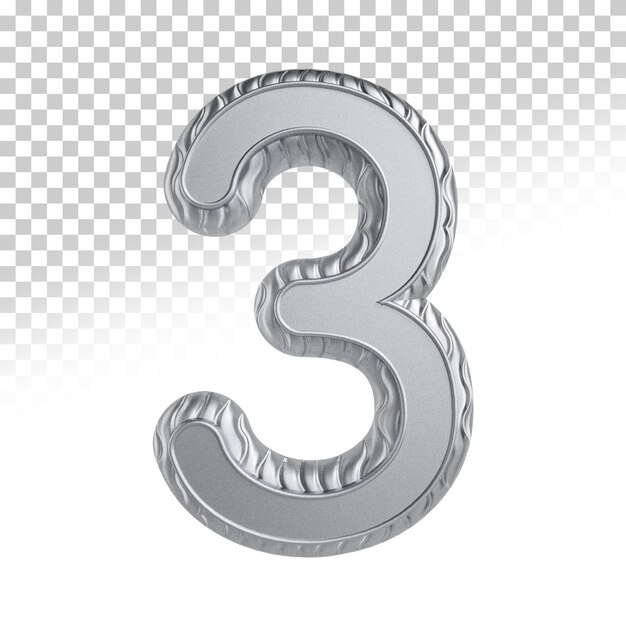 Estilo de renderização 3d de prata número 3