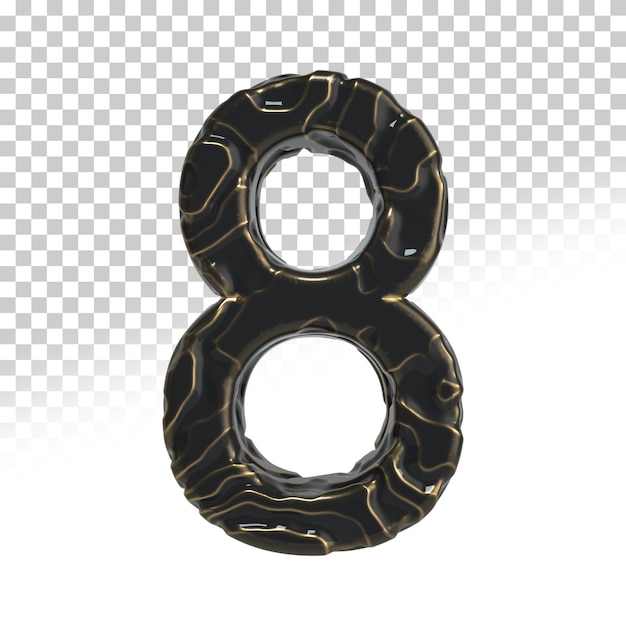Estilo de renderização 3d escuro e dourado número 8