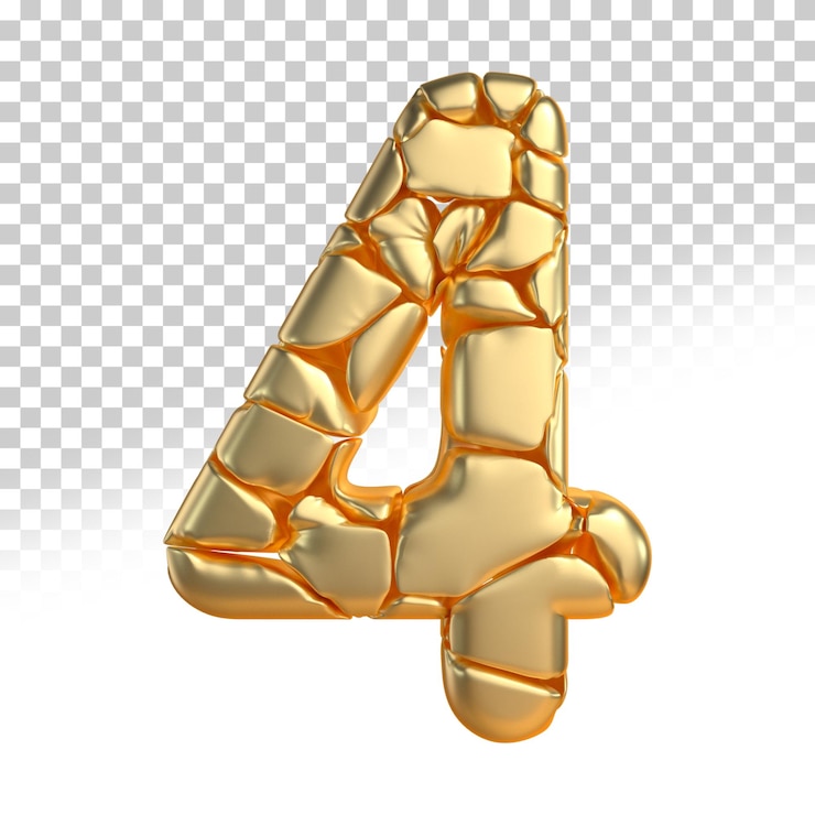 PSD estilo de renderização 3d ouro número 4
