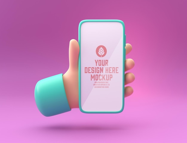 PSD estilo de smartphone em quadrinhos com mockup a mão