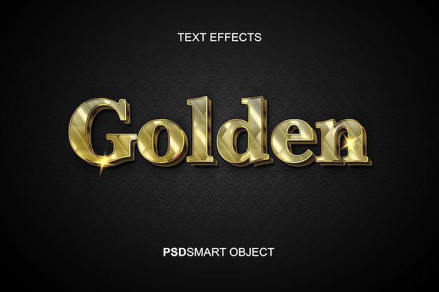 Estilo de texto 3d dourado com efeito de texto editável de luxo