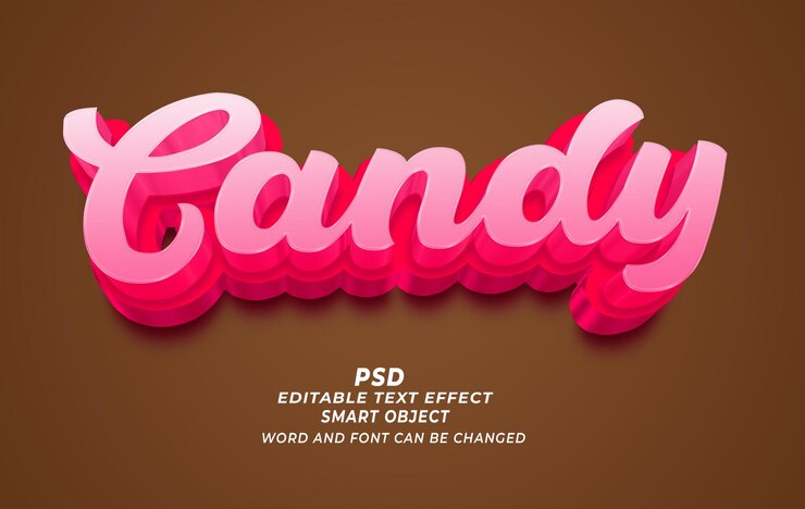 PSD estilo de texto editável candy psd 3d