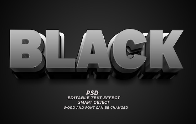 Estilo de texto editável em PSD 3D preto