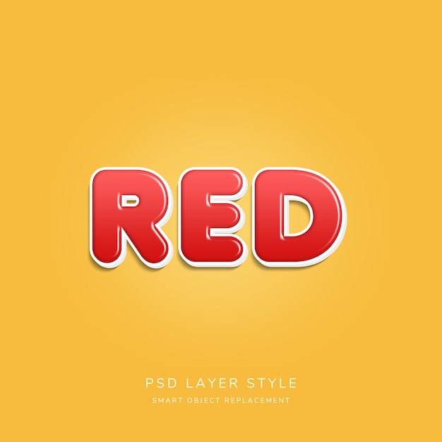 Estilo de texto em 3D vermelho