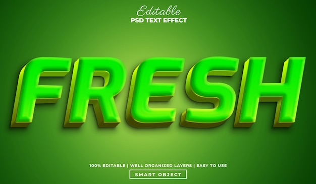 Estilo de texto verde fresco da natureza modelo de efeito de texto psd editável