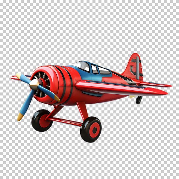 PSD estilo de dibujos animados de avión rojo aislado en un fondo transparente