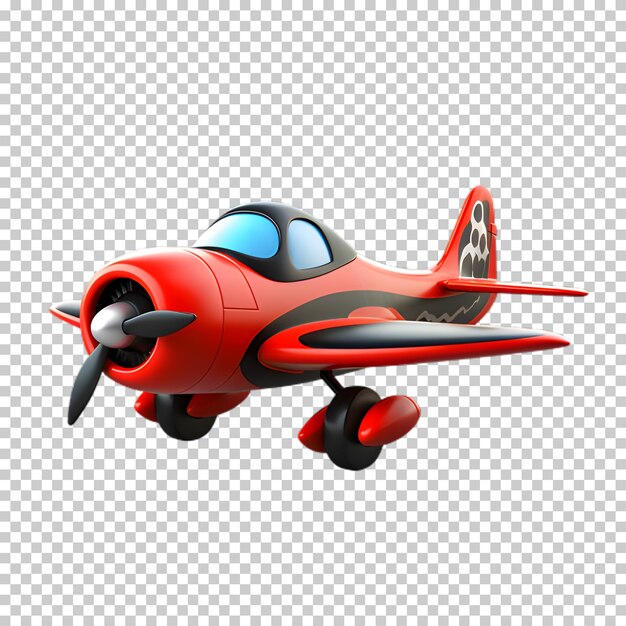 Estilo de dibujos animados de avión rojo aislado en un fondo transparente