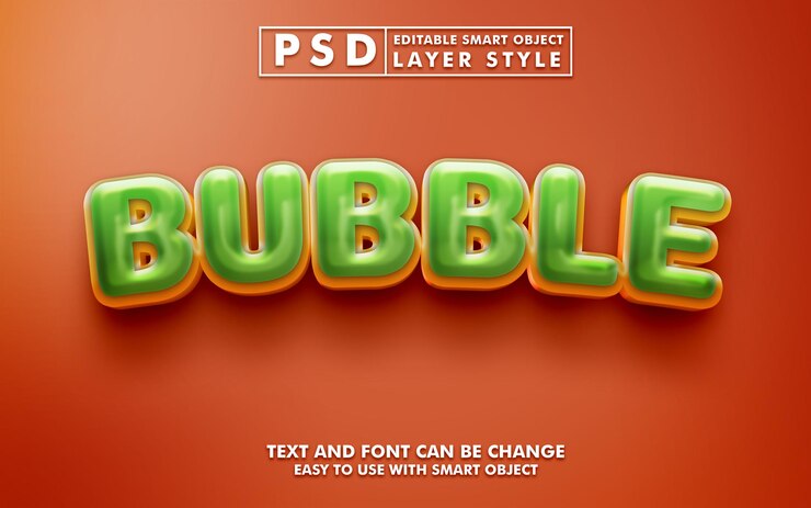 PSD estilo de dibujos animados de burbujas. objeto inteligente premium psd