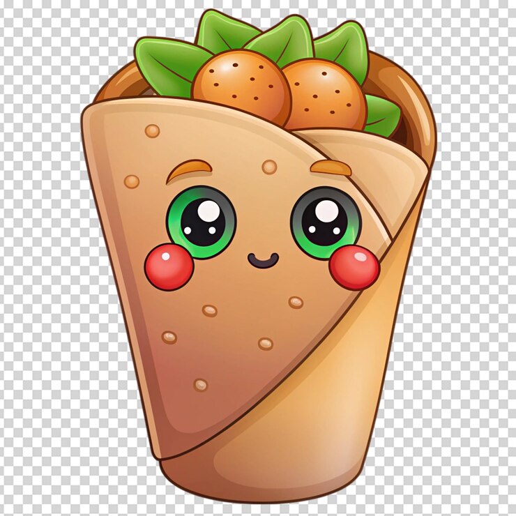 PSD estilo de dibujos animados de burrito con fondo blanco aislado
