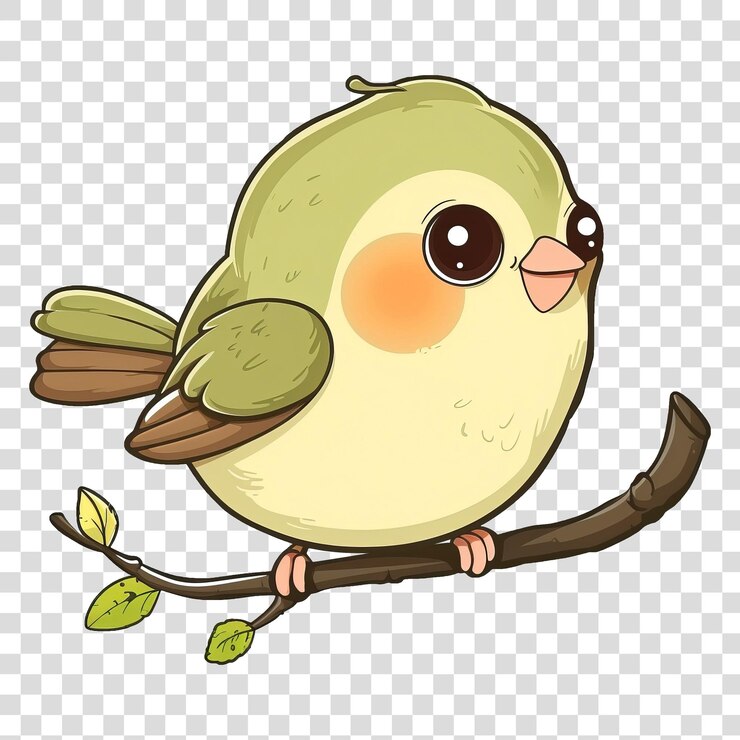PSD estilo de dibujos animados de pájaros lindos aislados en fondo transparente png