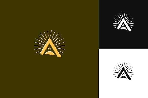 Un estilo de diseño de logotipo con letra de amanecer con un diseño vectorial de logotipo en forma de ilustración