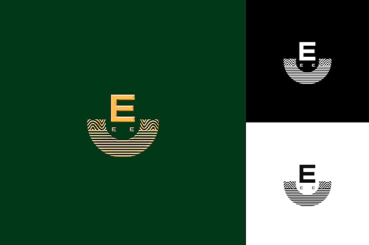 PSD estilo de diseño de logotipo con la letra e con la forma de e en una ilustración diseños vectoriales de logotipo
