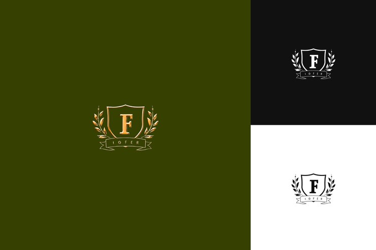 PSD estilo de diseño de logotipo con letra f con insignia con f en forma de b ilustración diseños vectoriales de logotipo