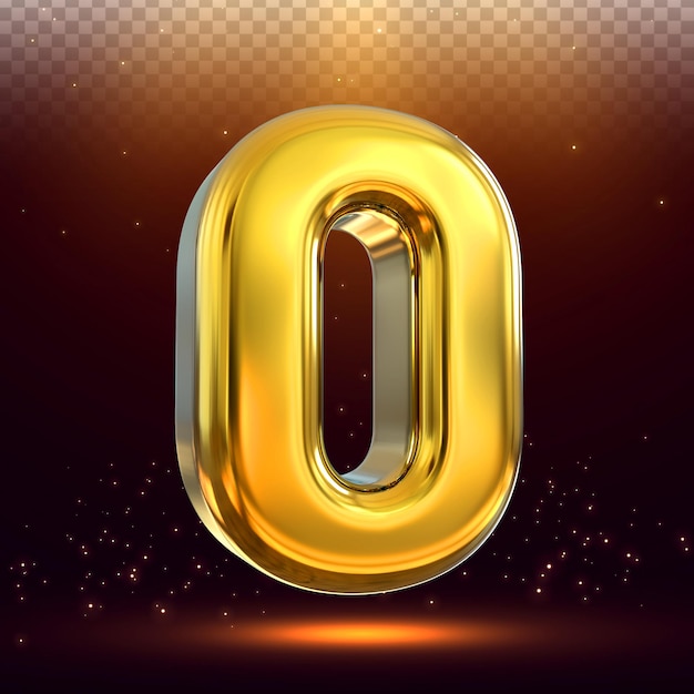Estilo dorado número 0 3D