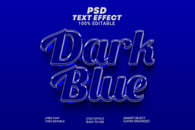 Estilo de efecto de texto 3d azul oscuro PSD