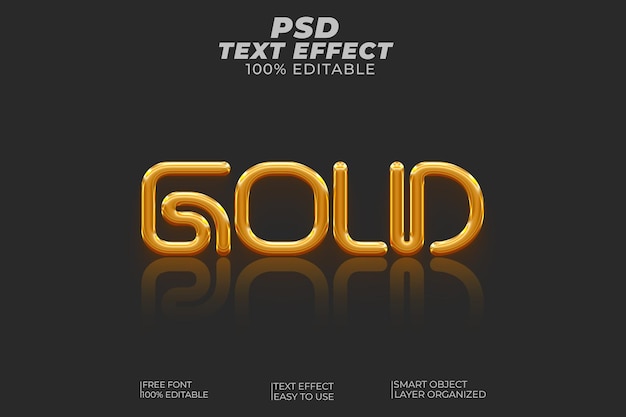 Estilo de efecto de texto 3d dorado psd