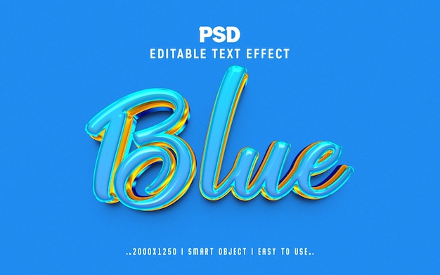 Estilo de efecto de texto 3D editable en azul