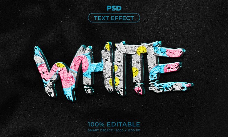 PSD estilo de efecto de texto 3d editable blanco con fondo