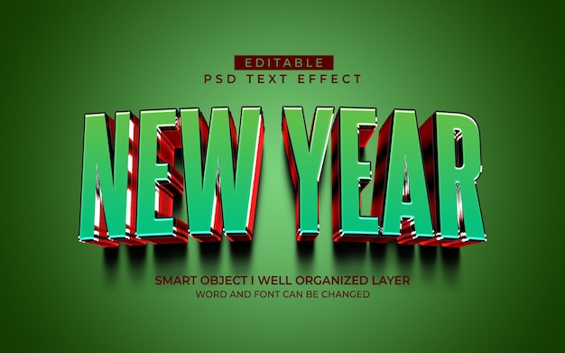 Estilo de efecto de texto 3D editable para el feliz año nuevo 2025