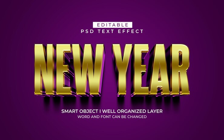 PSD estilo de efecto de texto 3d editable para el feliz año nuevo 2025