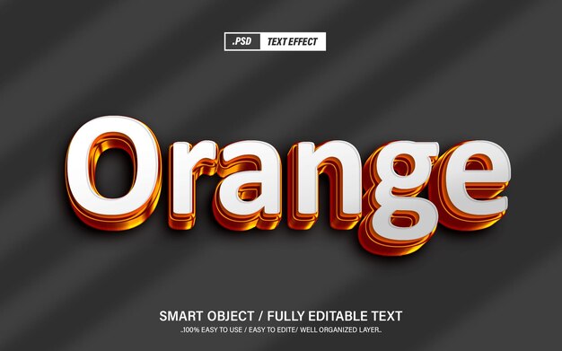 Estilo de efecto de texto 3D editable naranja