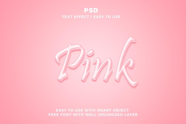 Estilo de efecto de texto 3D editable rosa con fondo