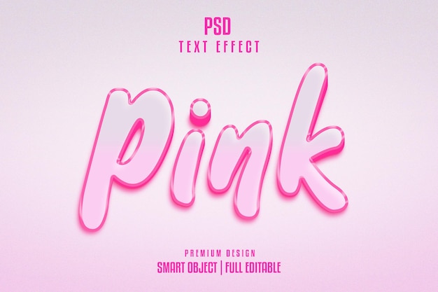 Estilo de efecto de texto 3D editable en rosa