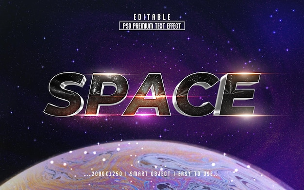 PSD estilo de efecto de texto 3d espacial psd