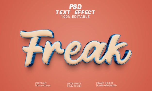 PSD estilo de efecto de texto 3d extraño