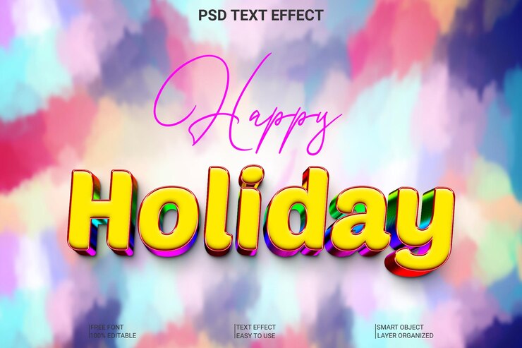 PSD estilo de efecto de texto 3d de felices fiestas