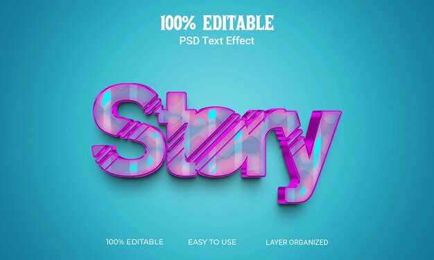 Estilo de efecto de texto 3D de historia