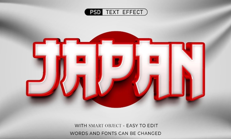 PSD estilo de efecto de texto 3d de japón