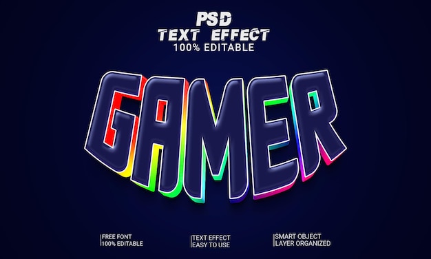 Estilo de efecto de texto 3d de jugador