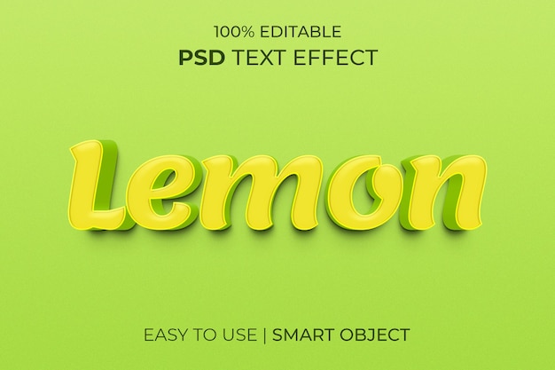 PSD estilo de efecto de texto 3d de limón