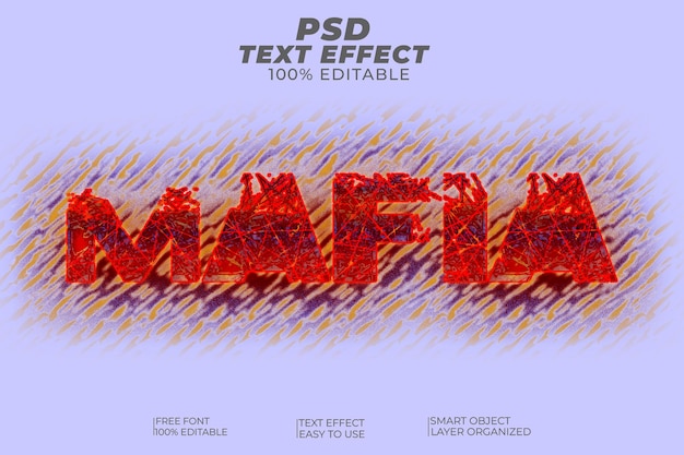 estilo de efecto de texto 3d mafia psd