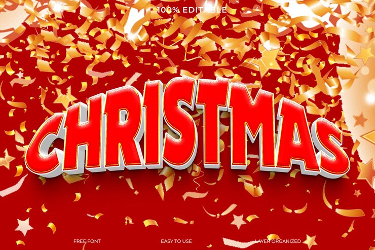 PSD estilo de efecto de texto 3d de navidad