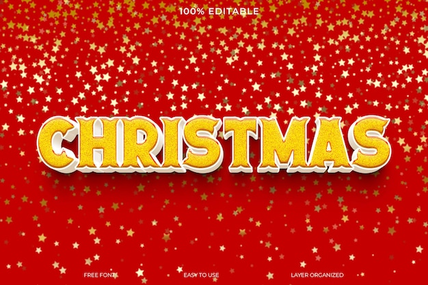 Estilo de efecto de texto 3D de Navidad