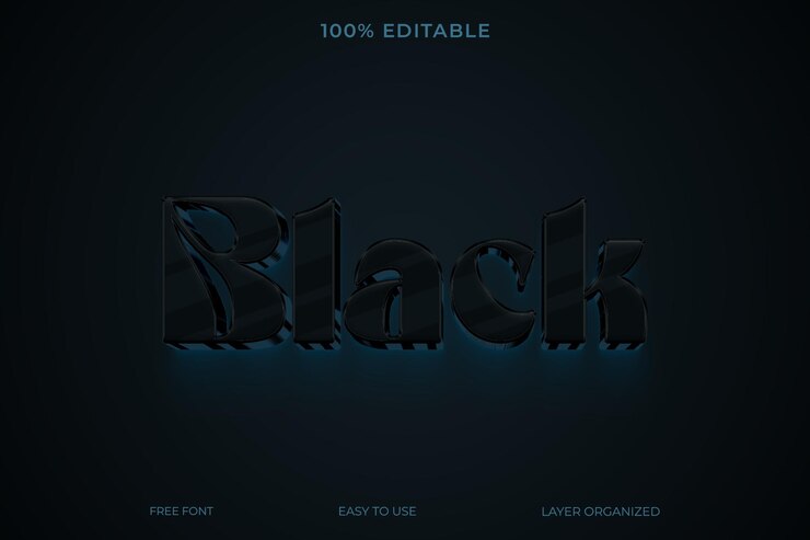 PSD estilo de efecto de texto 3d negro psd editable