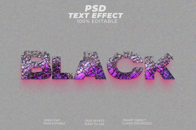 PSD estilo de efecto de texto 3d negro psd