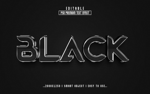 Estilo de efecto de texto 3d negro