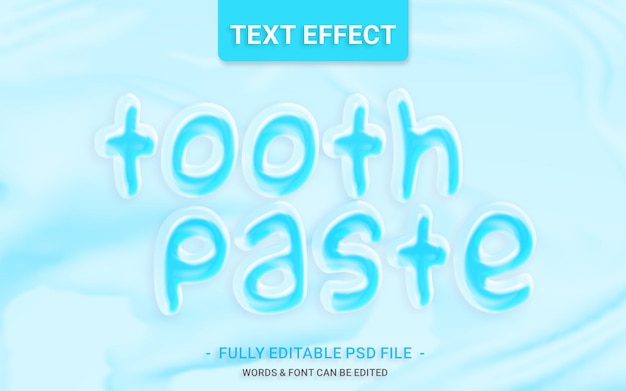 PSD estilo de efecto de texto 3d de pasta de dientes