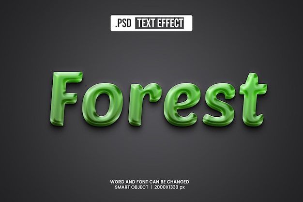 Estilo de efecto de texto 3d de psd forest