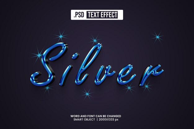 Estilo de efecto de texto 3D PSD Silver
