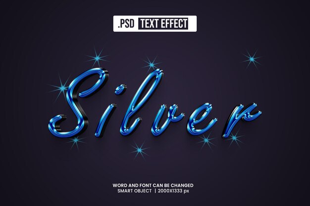 PSD estilo de efecto de texto 3d psd silver